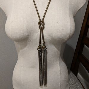 Chicos Gold Tassel Long Y-neck necklace